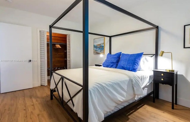 bedroom featuring light hardwood / wood-style floors