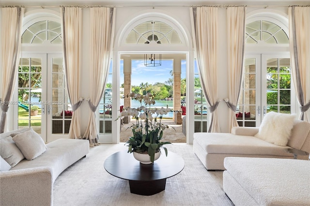 living room with french doors