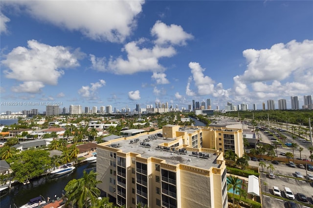 property's view of city featuring a water view