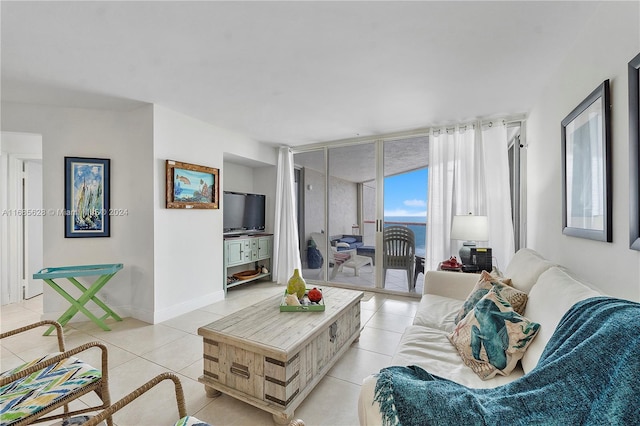 view of tiled living room