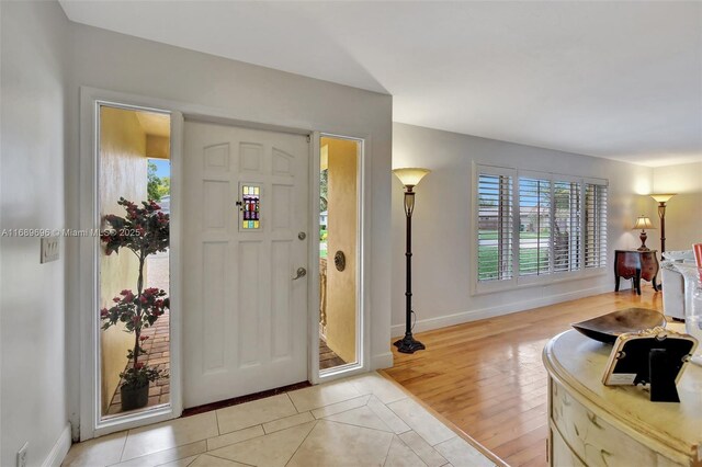 foyer with light hardwood / wood-style flooring