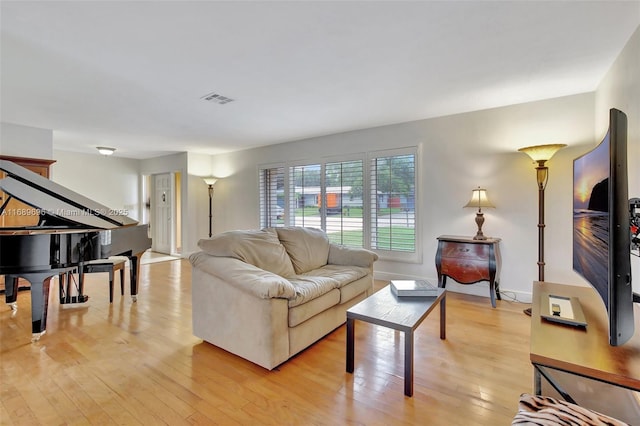 living room with light wood-type flooring