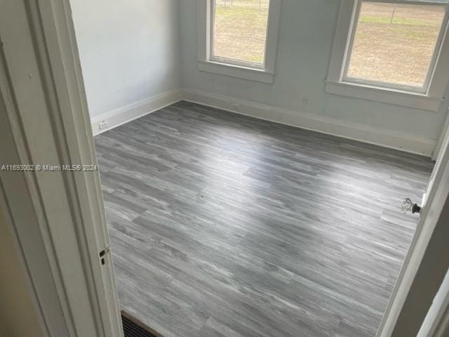 spare room featuring dark hardwood / wood-style flooring and a healthy amount of sunlight