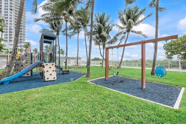 view of playground featuring a yard