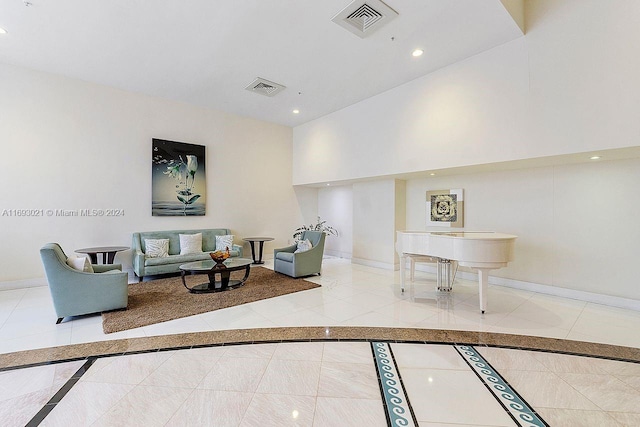 view of tiled living room