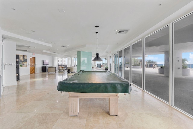 6301 Collins Ave Unit 1508, Miami Beach, FL 33141 - game room featuring billiards, plenty of natural light, and light tile patterned floors