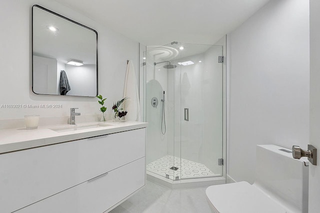 6301 Collins Ave Unit 1508, Miami Beach, FL 33141 - full bathroom with toilet, vanity, a shower stall, and recessed lighting