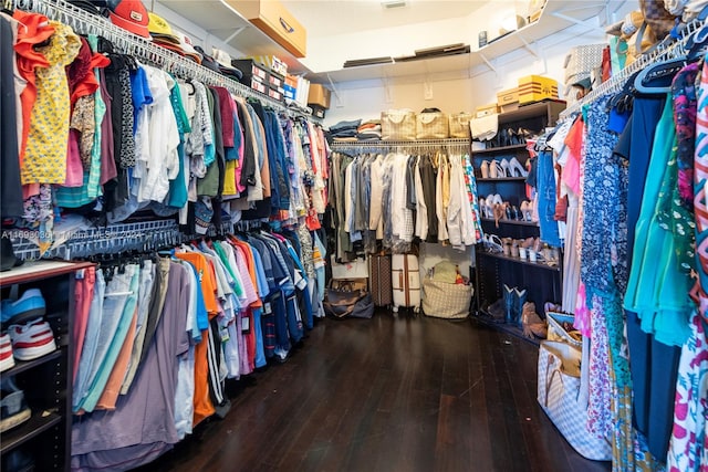 walk in closet featuring wood-type flooring