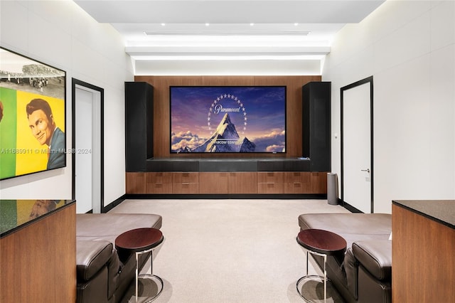 view of carpeted home theater room