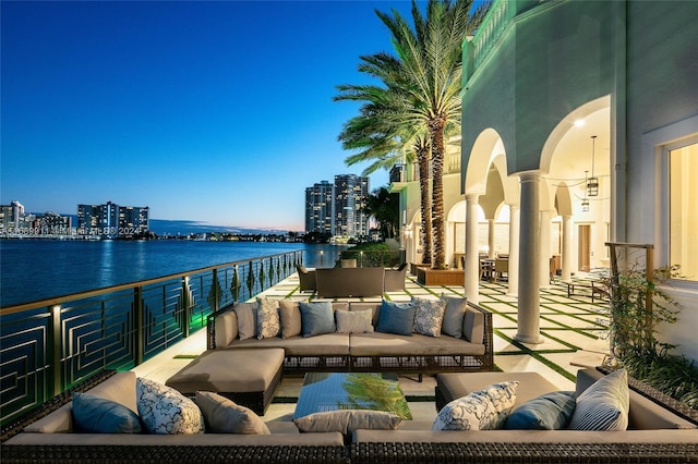 balcony with a water view