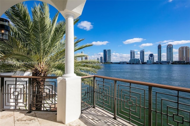 balcony with a water view