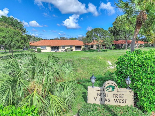 view of community featuring a yard