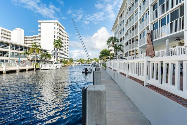 view of dock featuring a water view