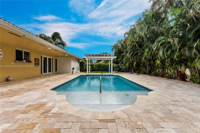 view of swimming pool with a patio area and a pergola