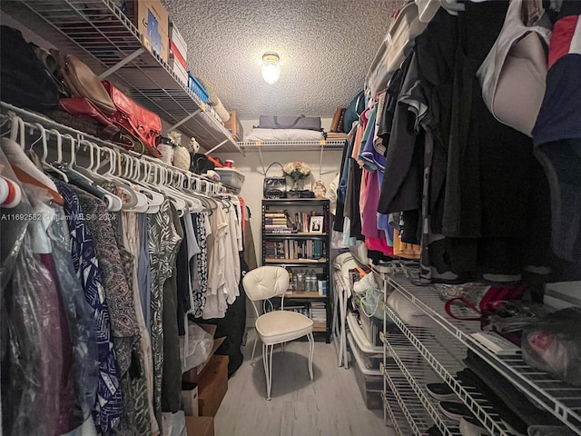 spacious closet featuring hardwood / wood-style flooring