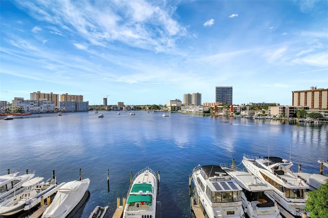 property view of water featuring a dock