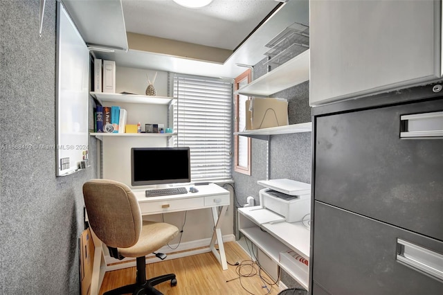 home office featuring light hardwood / wood-style floors