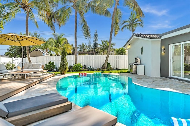 view of pool with a patio area