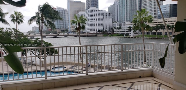 balcony with a water view