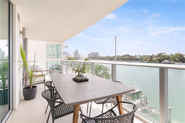 balcony with a water view