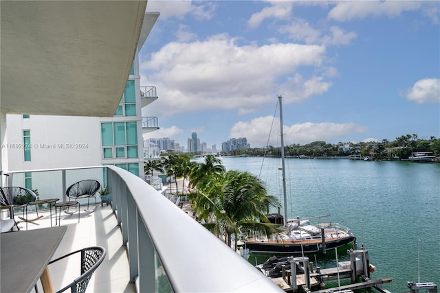 balcony with a water view