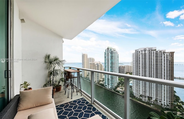 balcony with a water view