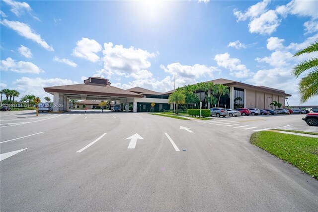 uncovered parking lot with a gazebo