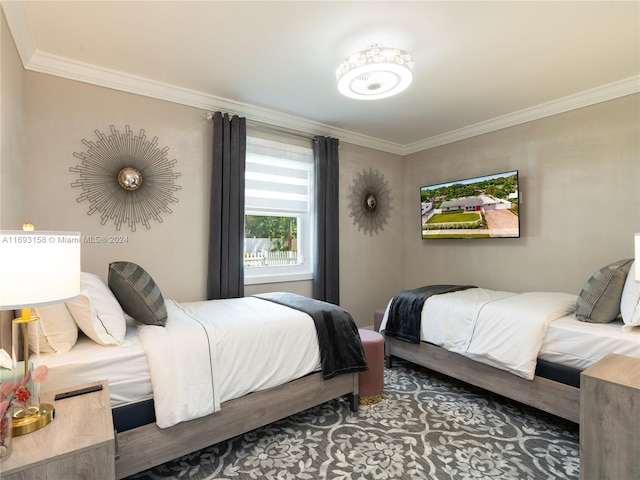 bedroom featuring ornamental molding