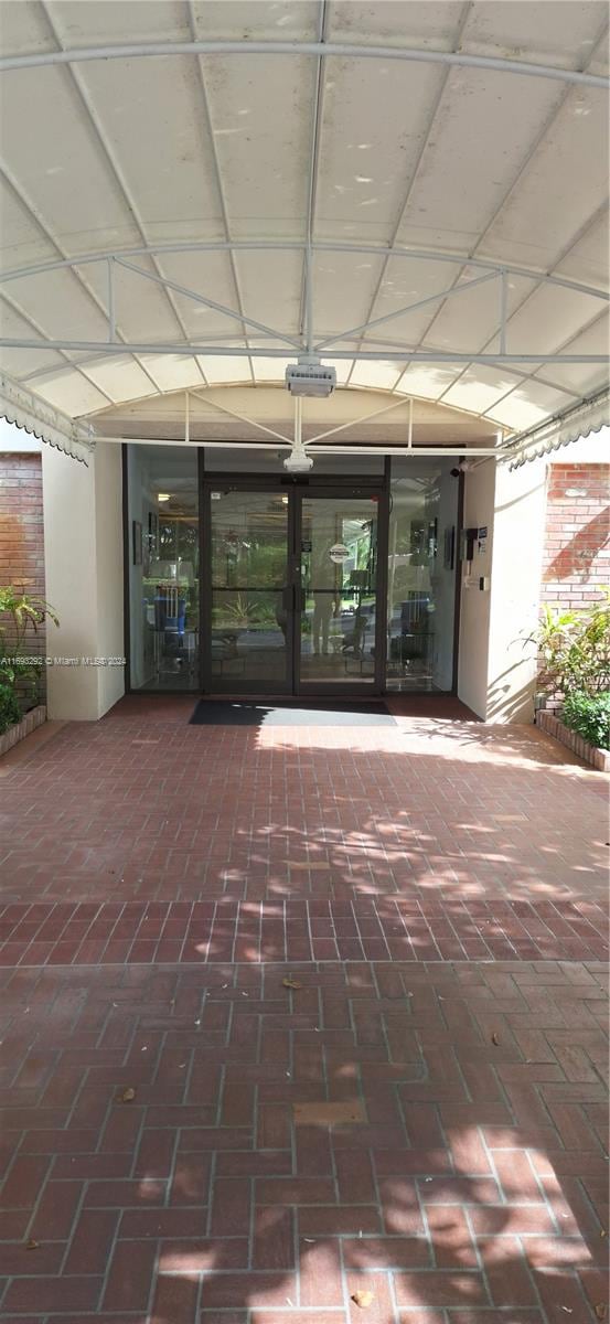 doorway to property featuring french doors