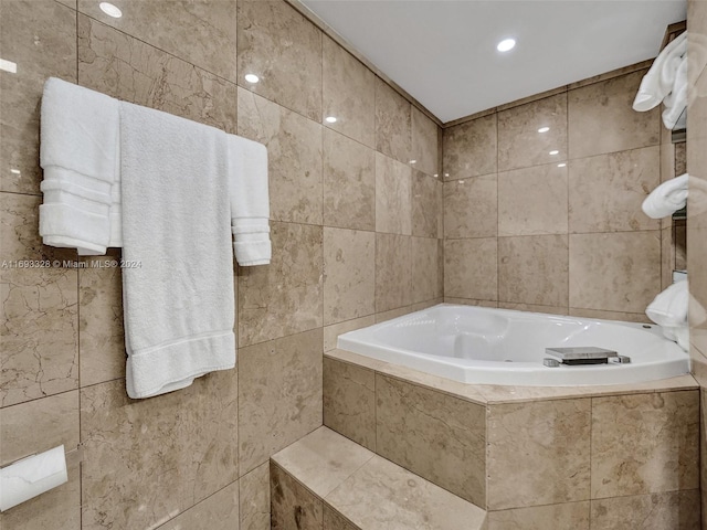 1833 S Ocean Dr Unit 1702, Hallandale Beach, FL 33009 - full bathroom with tile walls and a garden tub