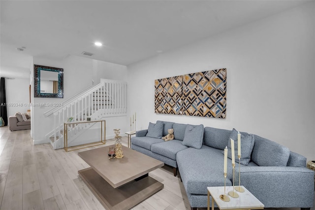 living room featuring light wood-type flooring