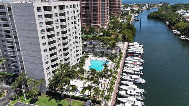 90 Edgewater Dr Unit 1015, Coral Gables, FL 33133 - view of urban area featuring a large body of water, a pool area, and apartment complex / building