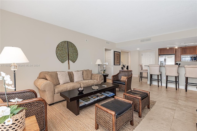 view of tiled living room