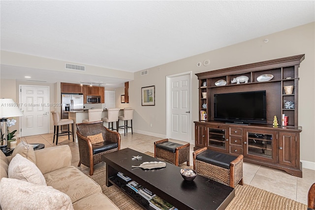 view of tiled living room