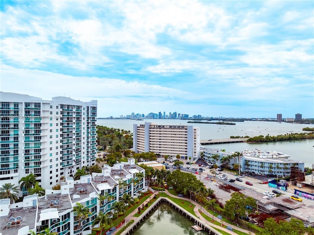 bird's eye view featuring a water view