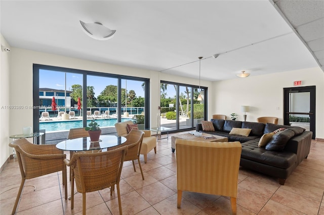 view of tiled living room