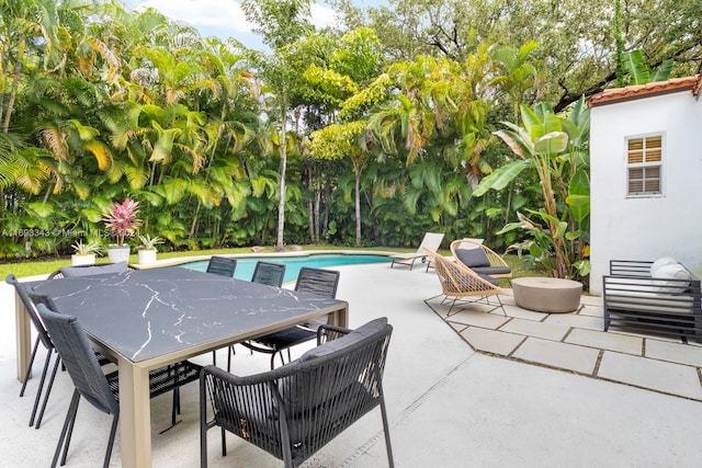 view of swimming pool with a patio area