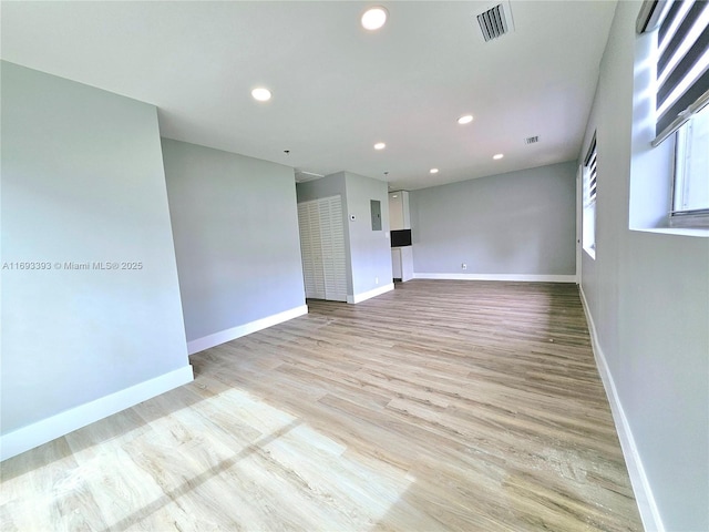 empty room featuring light wood-type flooring