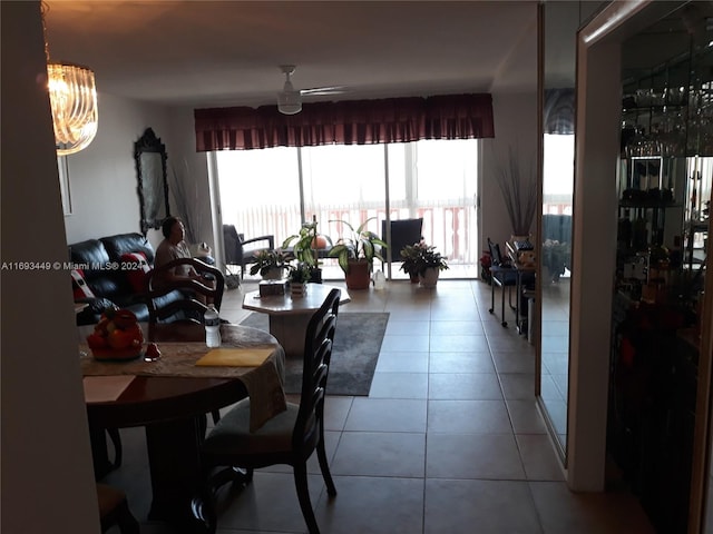 view of tiled dining room