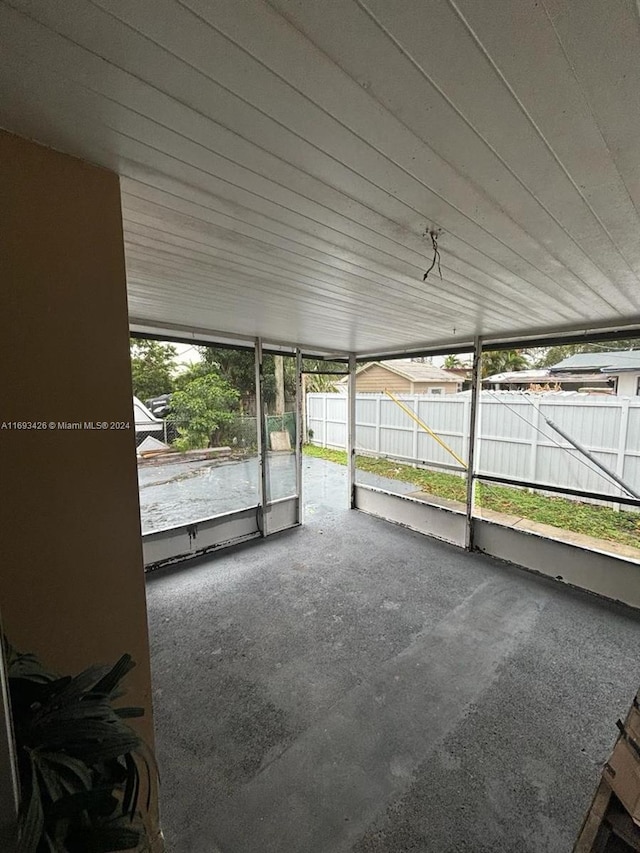 view of unfurnished sunroom