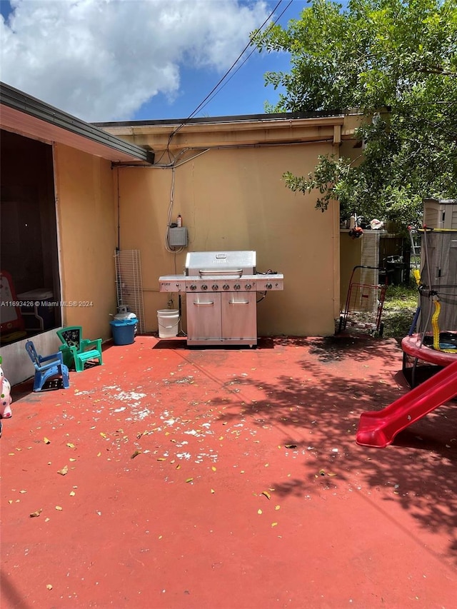 view of patio with area for grilling