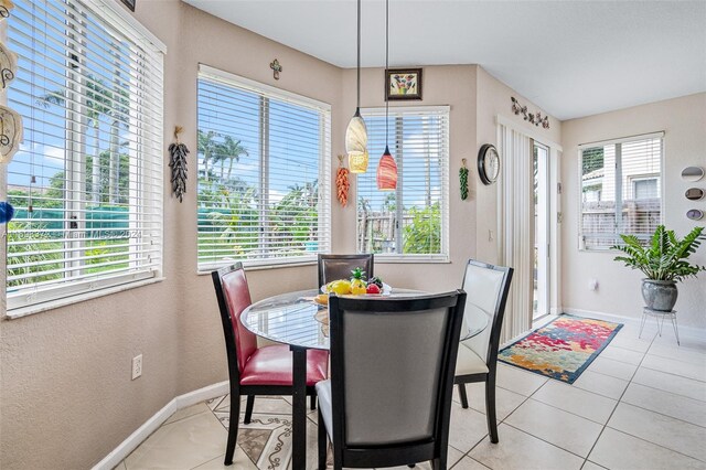 tiled dining room featuring a wealth of natural light