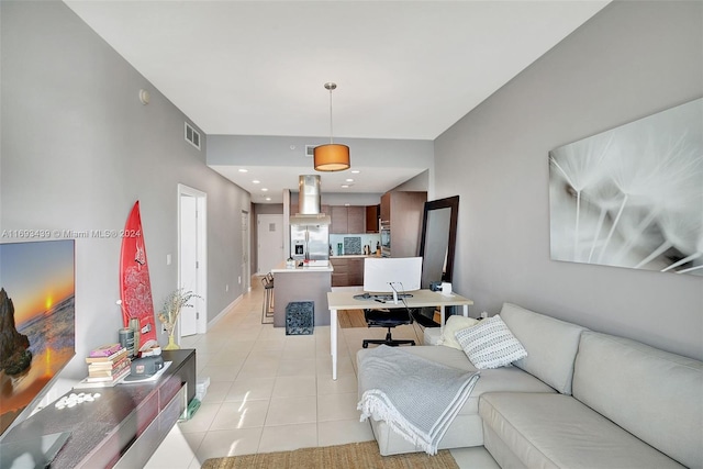 view of tiled living room