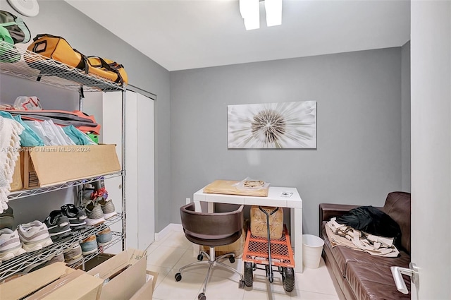 office with light tile patterned floors