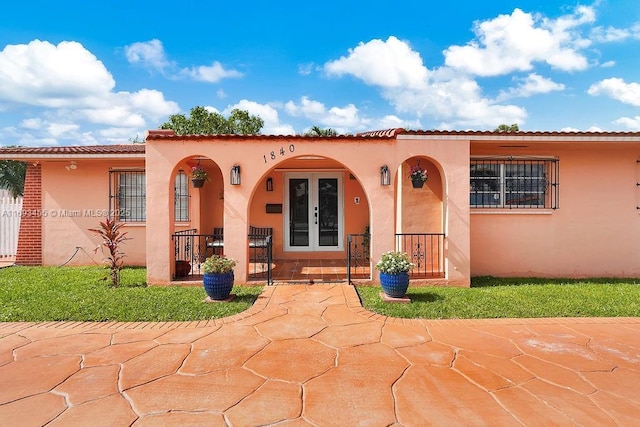 view of front of home with french doors