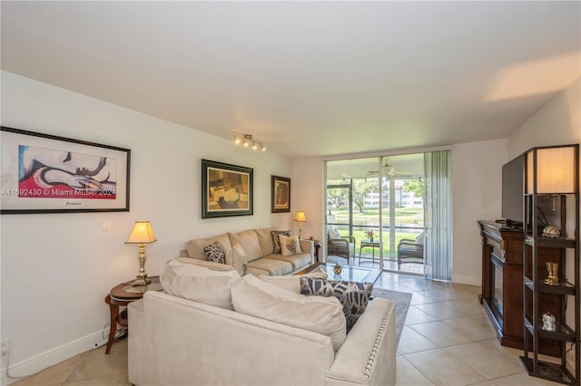 view of tiled living room