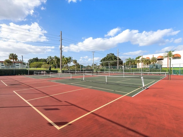 view of tennis court with basketball court