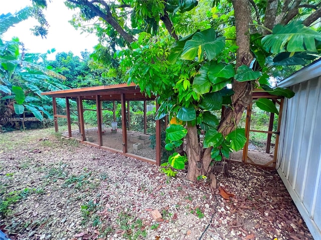 view of yard with an outdoor structure