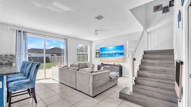 view of tiled living room