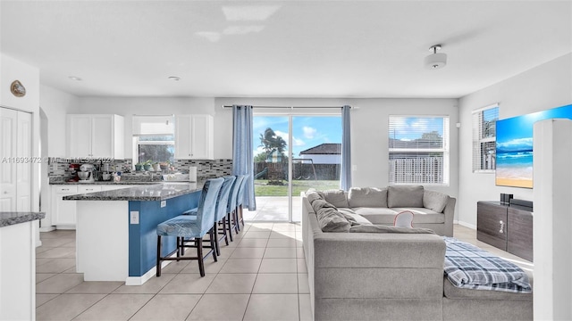 view of tiled living room